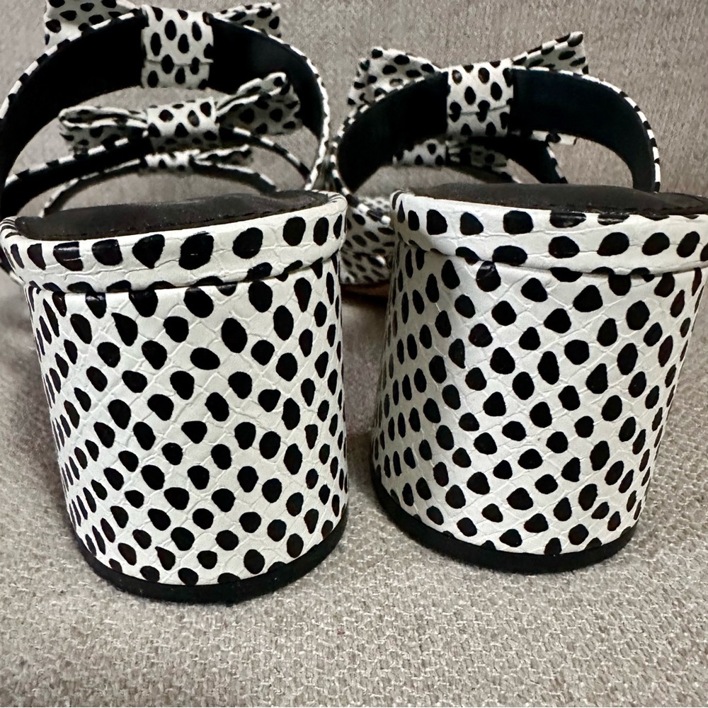 Katy Perry Tooliped Bow Sandal Polka Dot Snake Block Heel - Picture 4 of 9